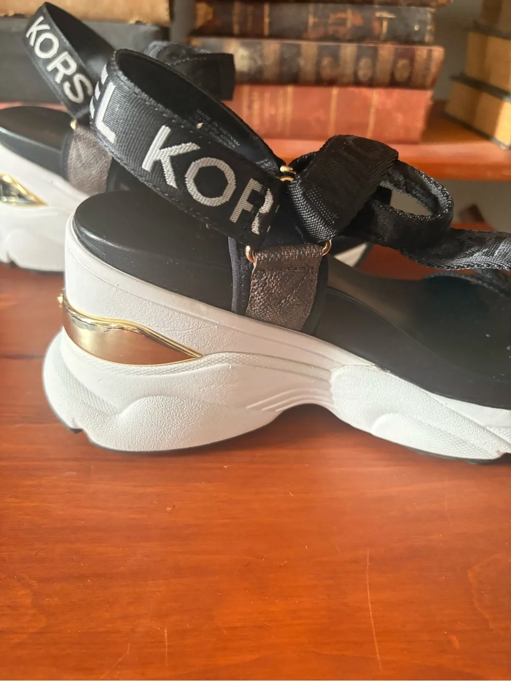 MICHAEL Michael Kors Maddox Black & White Platform Sport Sandals